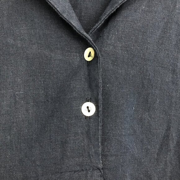 Holebrook Sweden Navy Marina Short Sleeve Linen Midi Dress 1/4 button V-neck S - Picture 10 of 16